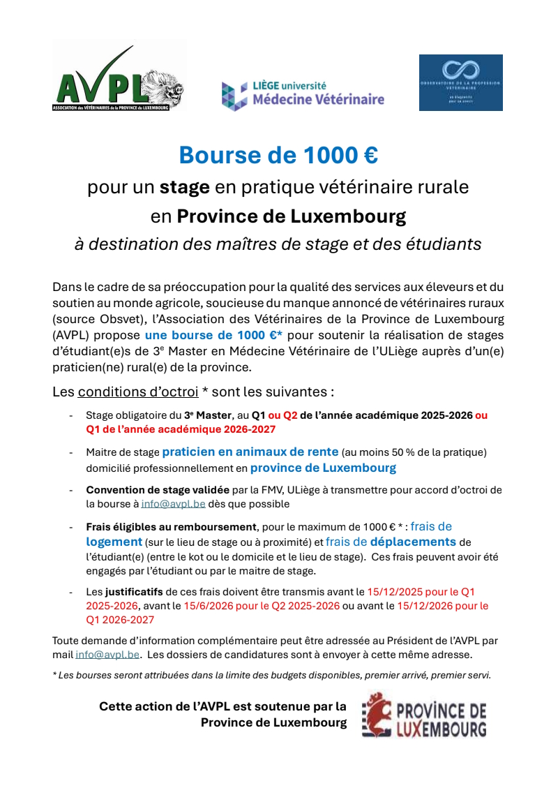 bourse stage AVPL 2026